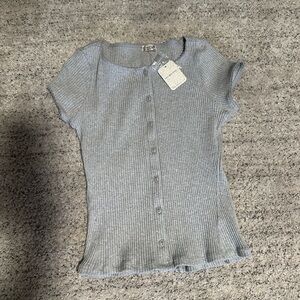 Free People Gray Button Down Shirt